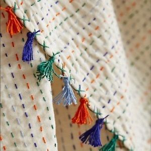 Anthropologie Tassel Kantha Throw Blaket